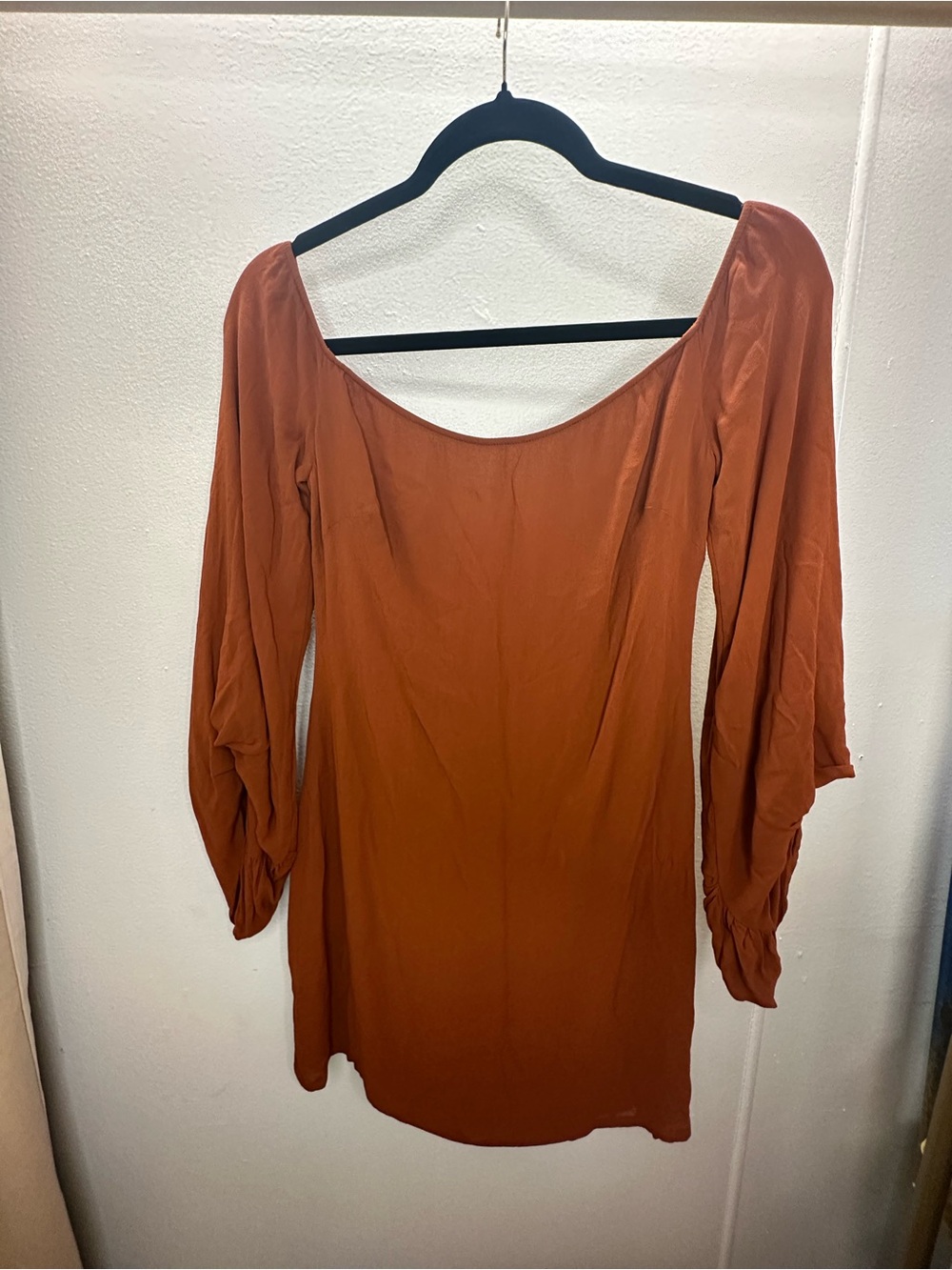Reformation Long-Sleeve Silk Scoop Neck Mini Dress